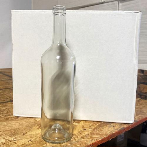 750 mL Clear Flint Bordeaux Wine Bottles - Tapered - Push-Up - Case of 12